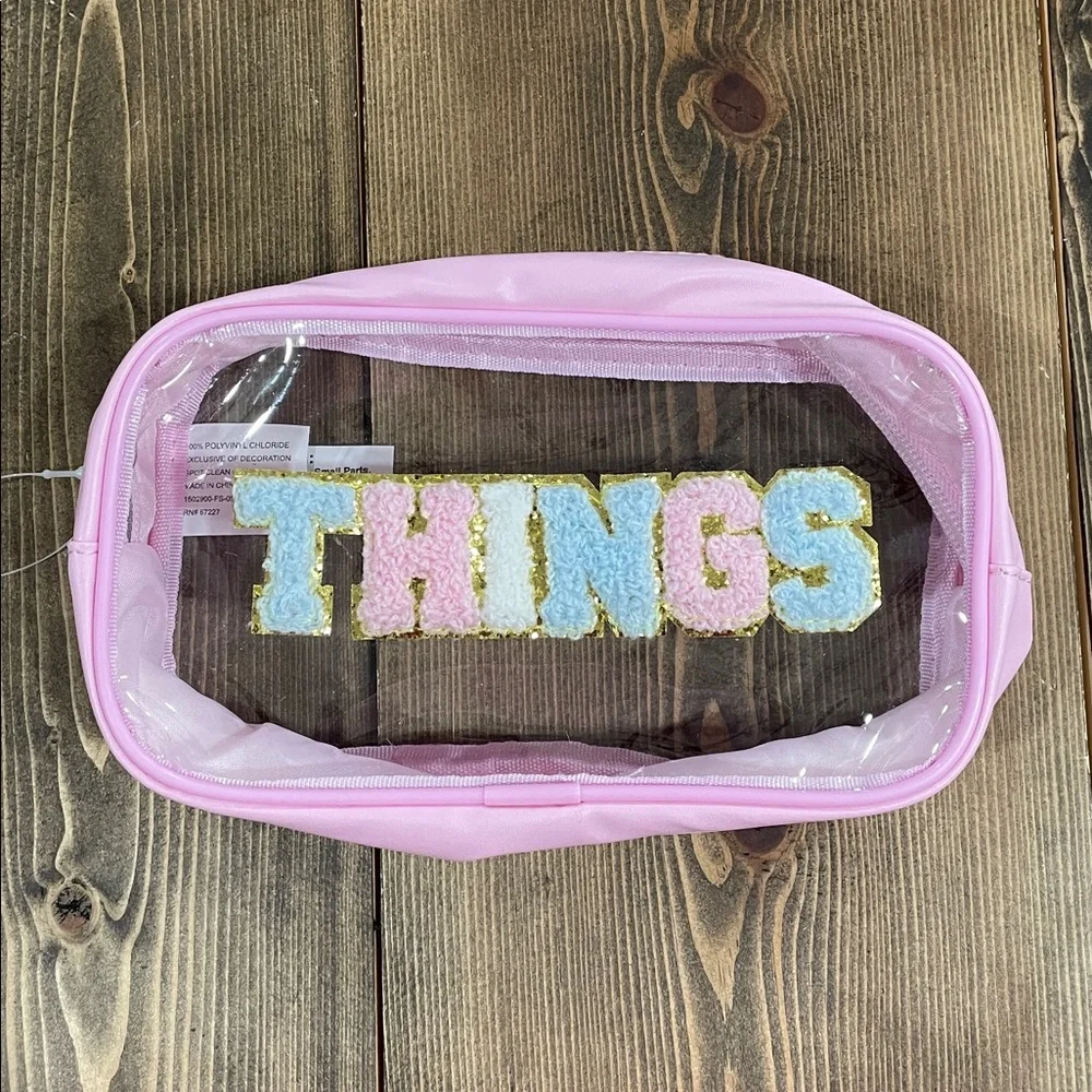 Pink & Clear Preppy THINGS Cosmetic Bag